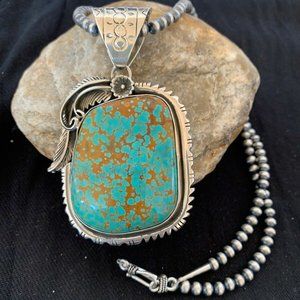 Men's Navajo Turquoise Necklace Pendant Length 20